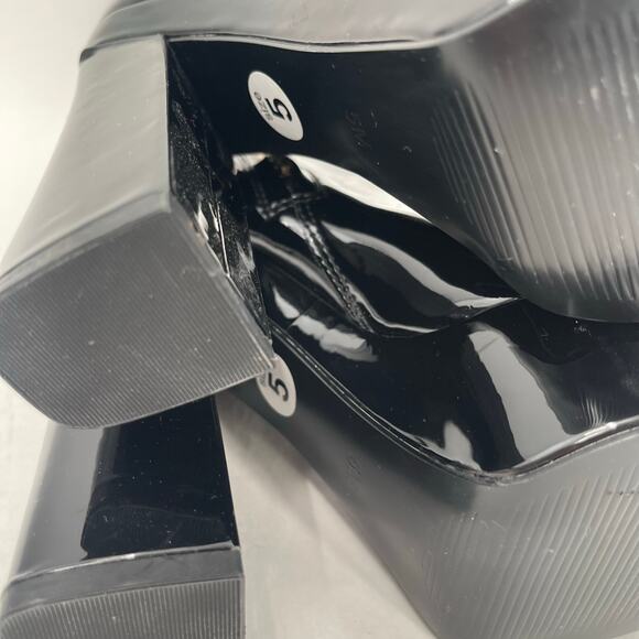 Guess Byra Boots SZ 5 Zipper Block Heel NEW Platform Booties Black Patent NWOT - Picture 5 of 16